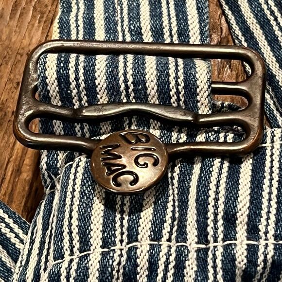 Big Mac Square Bak Overalls Hickory Striped Union Made USA Men Small Sanforized - Picture 7 of 16